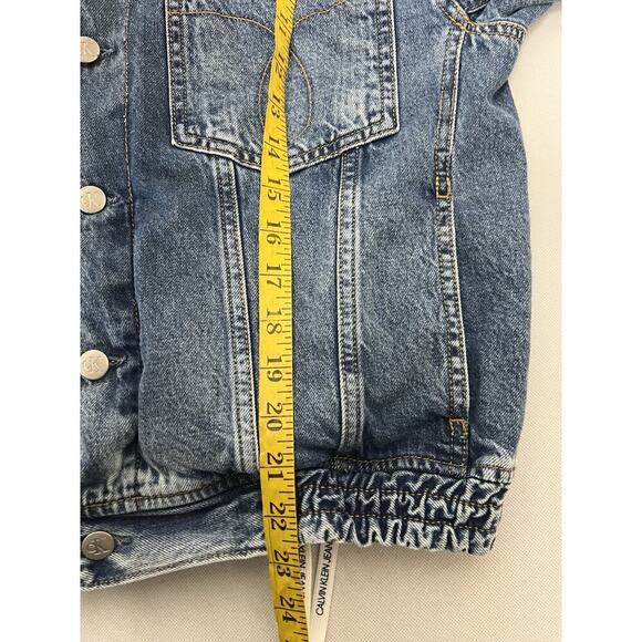 Calvin Klein 90s Denim Jacket Varsity College University Jeans Blouson Bomber S - Picture 11 of 11